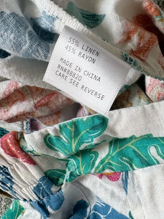 Rachel Zoe Linen Blend White Colorful Floral Print Wide Leg Pants Size Small - Picture 11 of 12